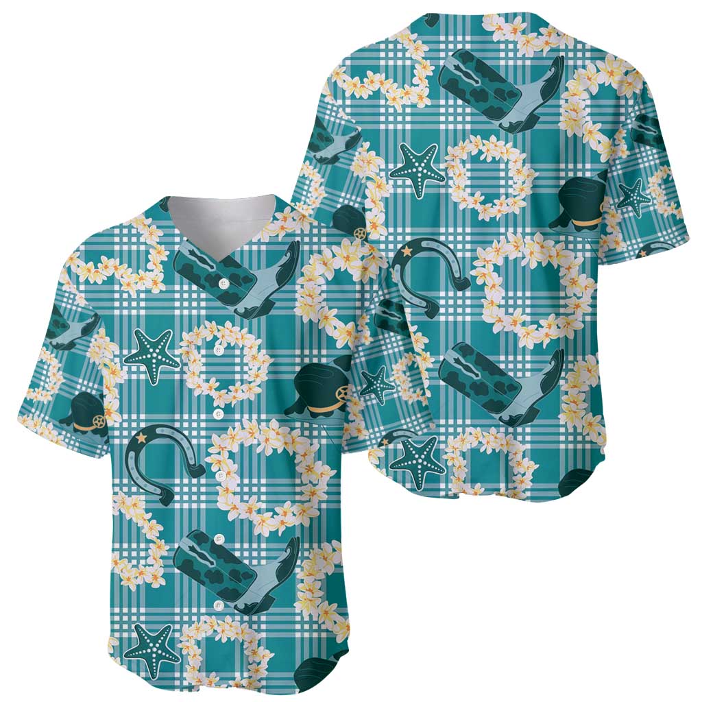 Aloha Hawaii Paniolo Teal Palaka Baseball Jersey Coastal Rodeo - Polynesian Pride