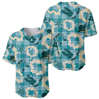 Aloha Hawaii Paniolo Teal Palaka Baseball Jersey Coastal Rodeo - Polynesian Pride