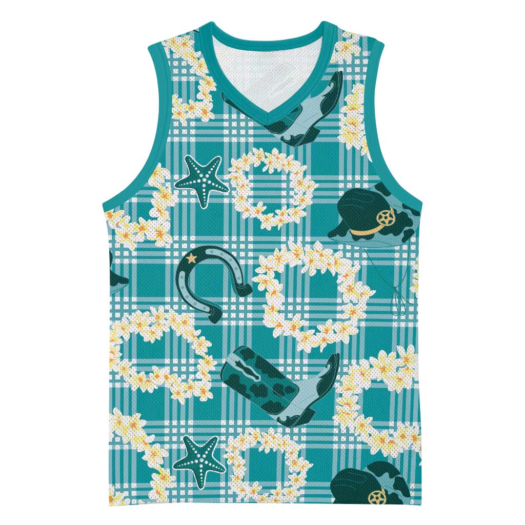 Aloha Hawaii Paniolo Teal Palaka Basketball Jersey Coastal Rodeo LT7 Unisex Teal - Polynesian Pride