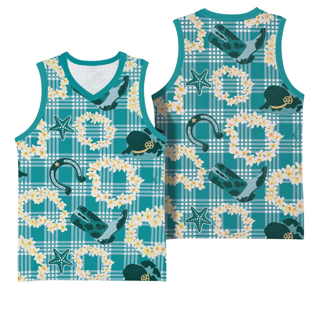 Aloha Hawaii Paniolo Teal Palaka Basketball Jersey Coastal Rodeo LT7 - Polynesian Pride