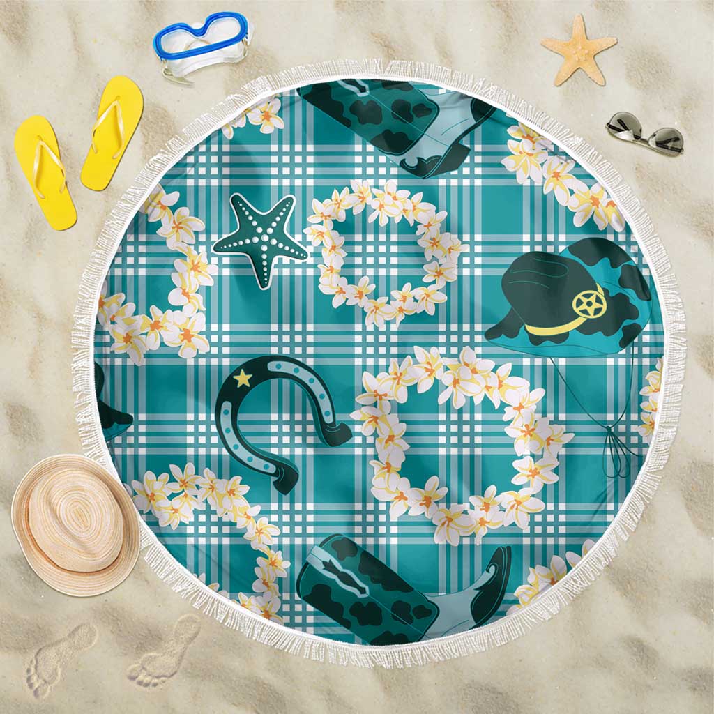 Aloha Hawaii Paniolo Teal Palaka Beach Blanket Coastal Rodeo - Polynesian Pride