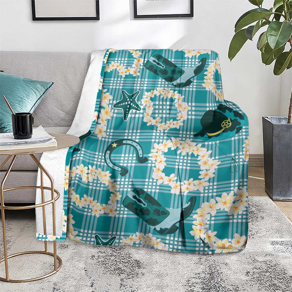 Aloha Hawaii Paniolo Teal Palaka Blanket Coastal Rodeo - Polynesian Pride