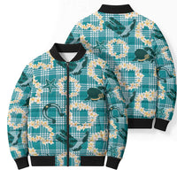 Aloha Hawaii Paniolo Teal Palaka Bomber Puffer Jacket Coastal Rodeo LT7 - Polynesian Pride