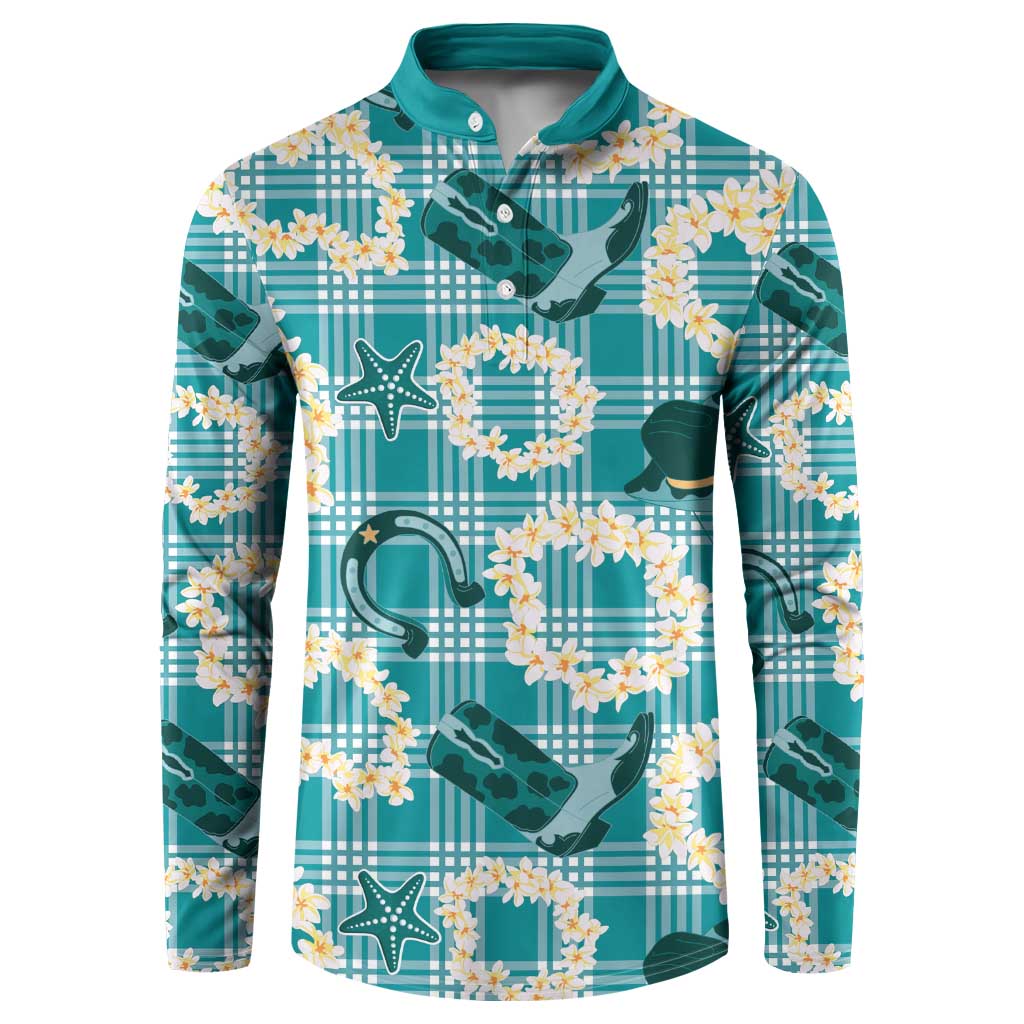 Aloha Hawaii Paniolo Teal Palaka Button Sweatshirt Coastal Rodeo LT7 Teal - Polynesian Pride