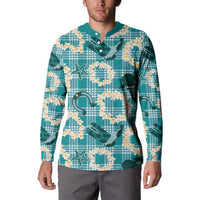 Aloha Hawaii Paniolo Teal Palaka Button Sweatshirt Coastal Rodeo LT7 - Polynesian Pride