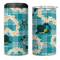 Aloha Hawaii Paniolo Teal Palaka 4 in 1 Can Cooler Tumbler Coastal Rodeo - Polynesian Pride