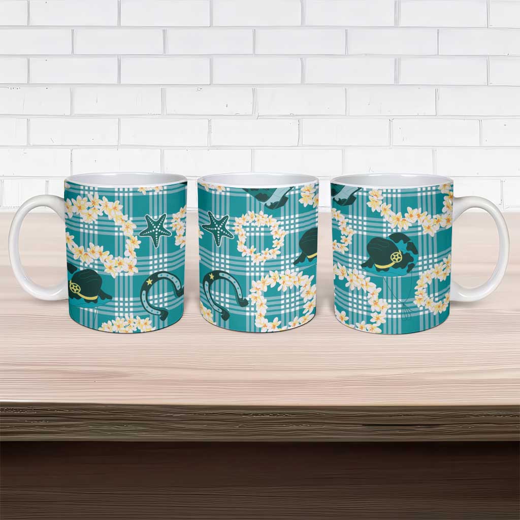 Aloha Hawaii Paniolo Teal Palaka Ceramic Mug Coastal Rodeo - Polynesian Pride