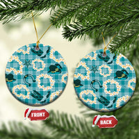 Aloha Hawaii Paniolo Teal Palaka Ceramic Ornament Coastal Rodeo - Polynesian Pride