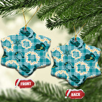 Aloha Hawaii Paniolo Teal Palaka Ceramic Ornament Coastal Rodeo - Polynesian Pride