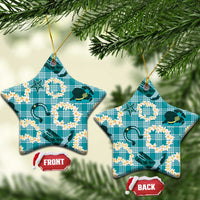 Aloha Hawaii Paniolo Teal Palaka Ceramic Ornament Coastal Rodeo - Polynesian Pride