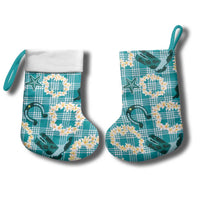 Aloha Hawaii Paniolo Teal Palaka Christmas Stocking Coastal Rodeo - Polynesian Pride