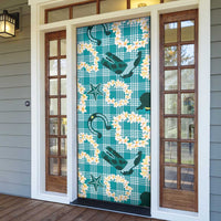 Aloha Hawaii Paniolo Teal Palaka Door Cover Coastal Rodeo - Polynesian Pride