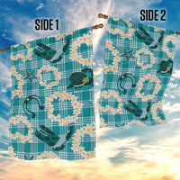 Aloha Hawaii Paniolo Teal Palaka Garden Flag Coastal Rodeo - Polynesian Pride