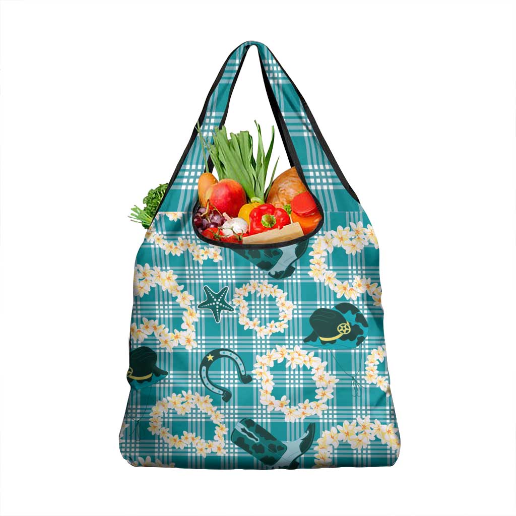 Aloha Hawaii Paniolo Teal Palaka Grocery Bag Coastal Rodeo LT7 1-pack One Size Teal - Polynesian Pride