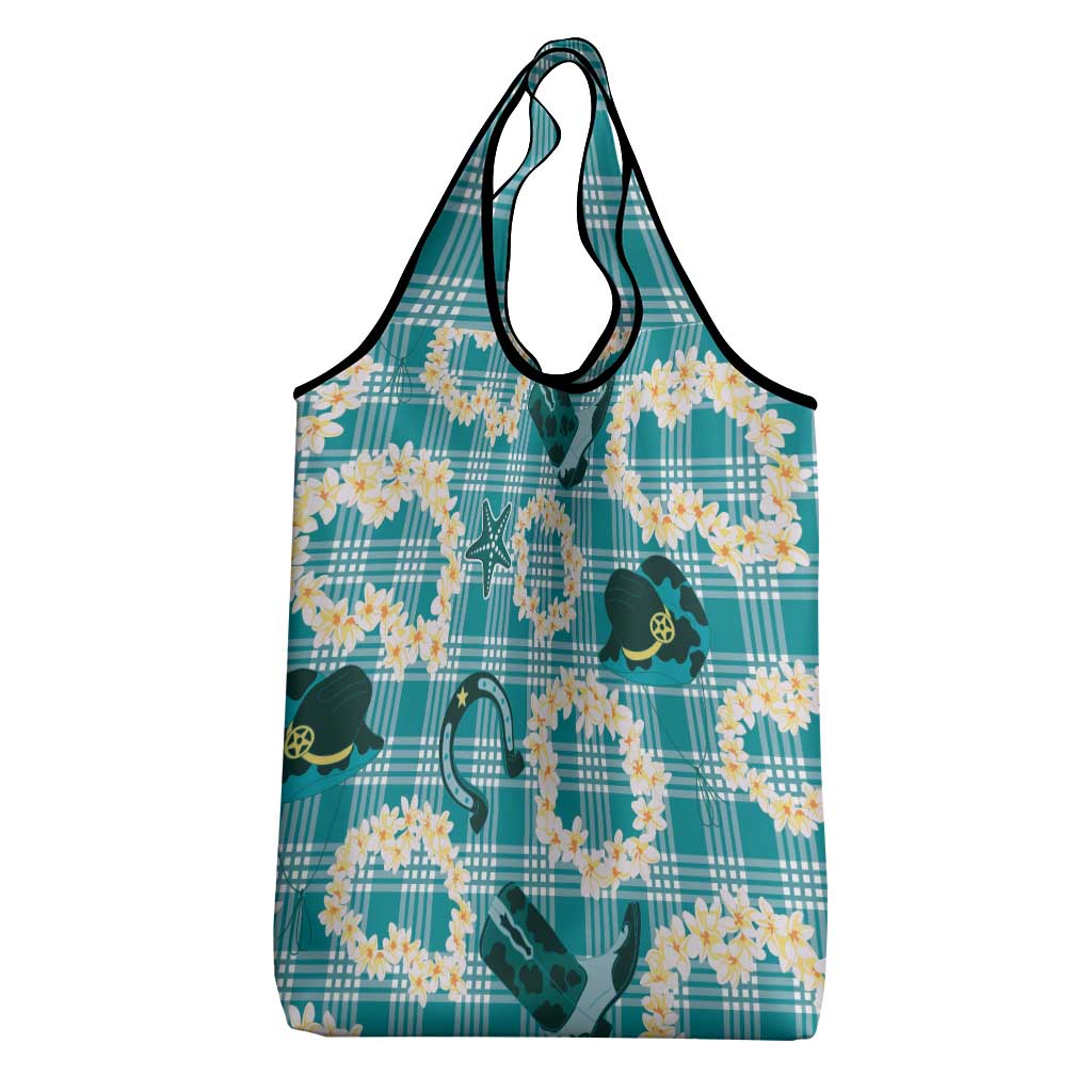Aloha Hawaii Paniolo Teal Palaka Grocery Bag Coastal Rodeo LT7 - Polynesian Pride