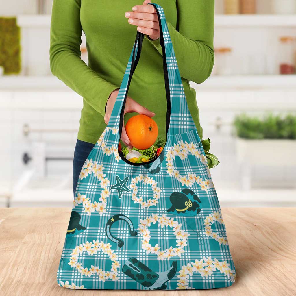 Aloha Hawaii Paniolo Teal Palaka Grocery Bag Coastal Rodeo LT7 - Polynesian Pride
