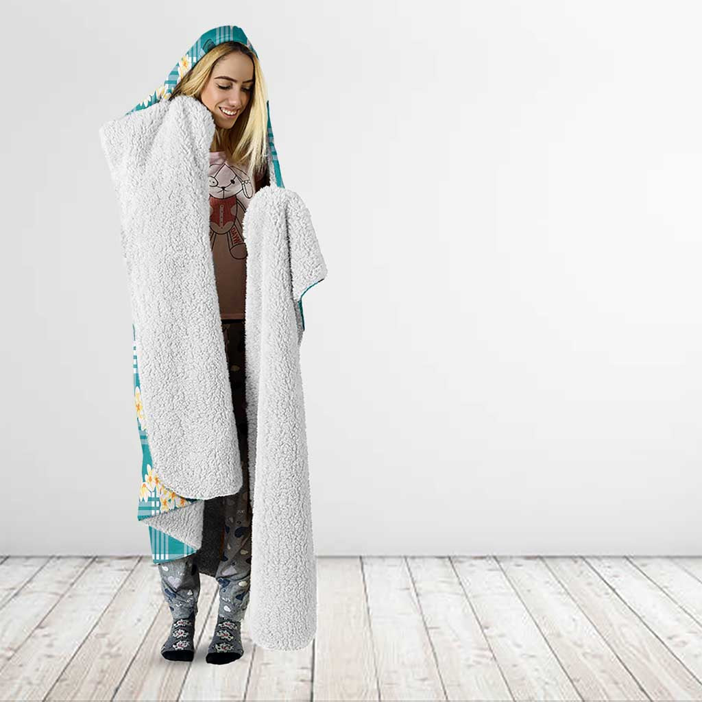 Aloha Hawaii Paniolo Teal Palaka Hooded Blanket Coastal Rodeo - Polynesian Pride