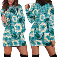 Aloha Hawaii Paniolo Teal Palaka Hoodie Dress Coastal Rodeo - Polynesian Pride