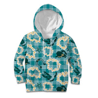Aloha Hawaii Paniolo Teal Palaka Kid Hoodie Coastal Rodeo - Polynesian Pride
