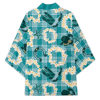 Aloha Hawaii Paniolo Teal Palaka Kimono Coastal Rodeo - Polynesian Pride