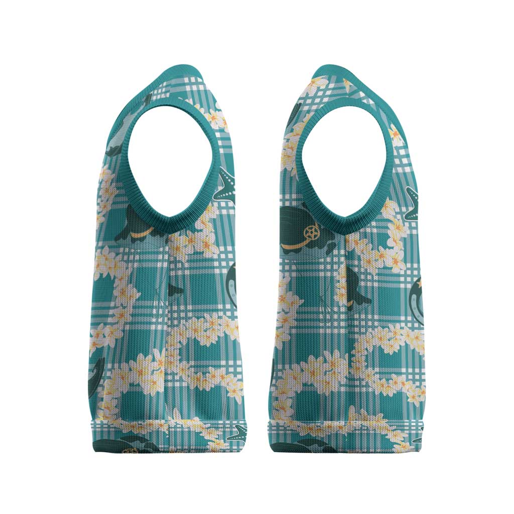 Aloha Hawaii Paniolo Teal Palaka Christmas Knitted V-Neck Vest Coastal Rodeo LT7 - Polynesian Pride