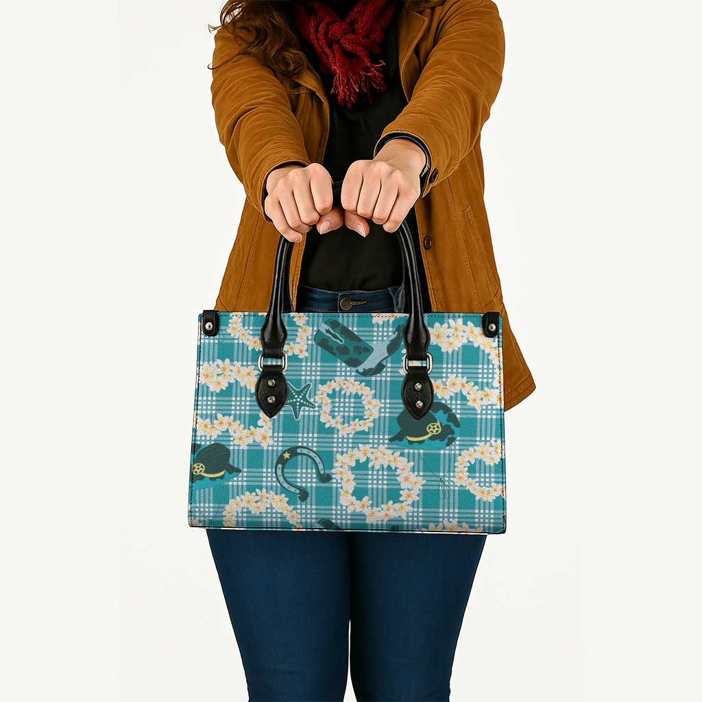Aloha Hawaii Paniolo Teal Palaka Leather Bag Coastal Rodeo - Polynesian Pride