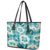 Aloha Hawaii Paniolo Teal Palaka Leather Tote Bag Coastal Rodeo - Polynesian Pride
