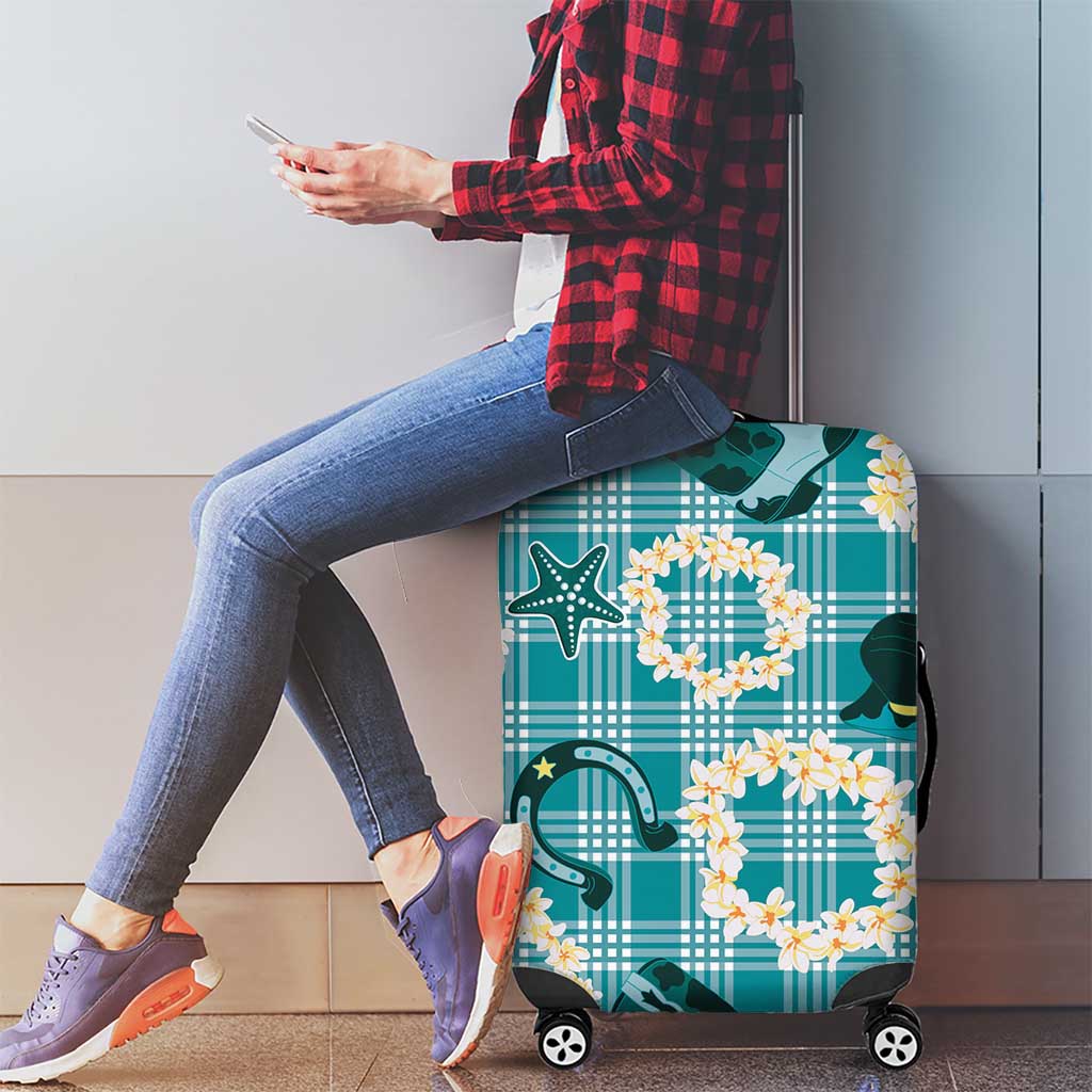 Aloha Hawaii Paniolo Teal Palaka Luggage Cover Coastal Rodeo - Polynesian Pride