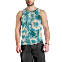 Aloha Hawaii Paniolo Teal Palaka Men Tank Top Coastal Rodeo - Polynesian Pride