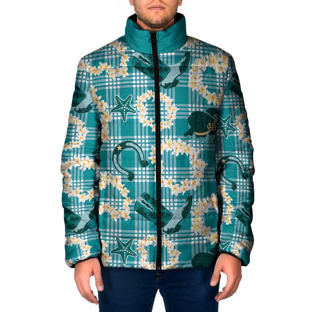 Aloha Hawaii Paniolo Teal Palaka Padded Jacket Coastal Rodeo LT7 Men Teal - Polynesian Pride