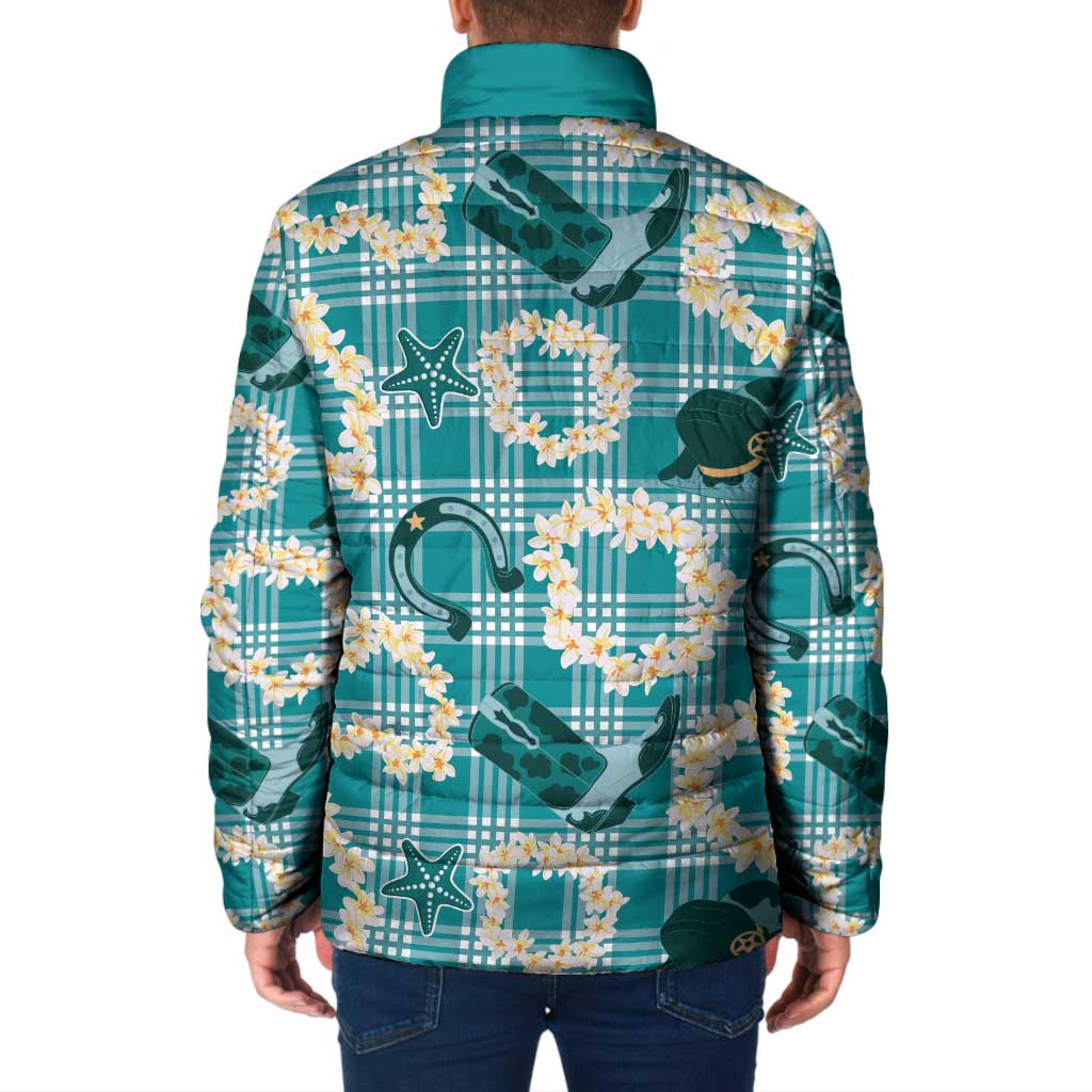 Aloha Hawaii Paniolo Teal Palaka Padded Jacket Coastal Rodeo LT7 - Polynesian Pride