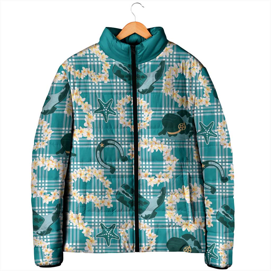 Aloha Hawaii Paniolo Teal Palaka Padded Jacket Coastal Rodeo LT7 - Polynesian Pride