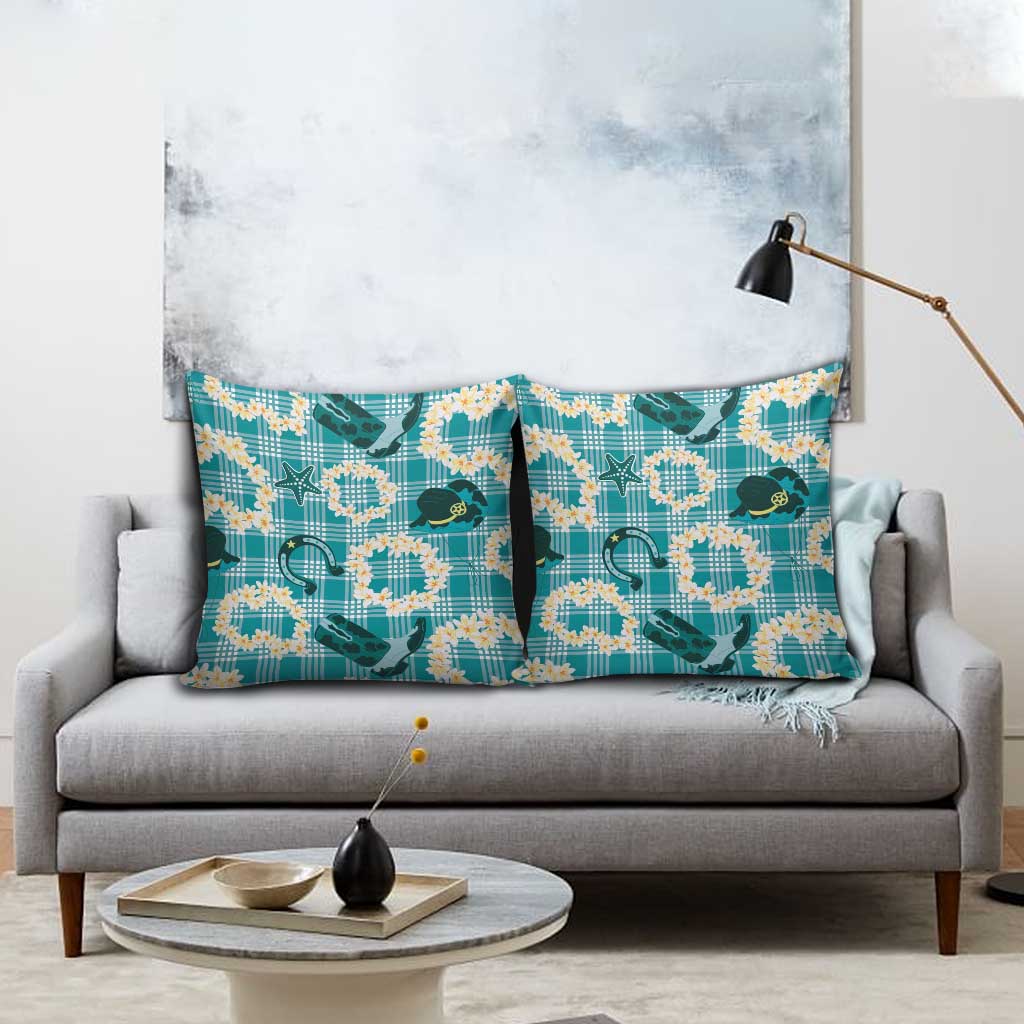 Aloha Hawaii Paniolo Teal Palaka Pillow Cover Coastal Rodeo - Polynesian Pride