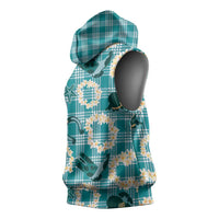 Aloha Hawaii Paniolo Teal Palaka Sleeveless Hoodie Coastal Rodeo LT7 - Polynesian Pride