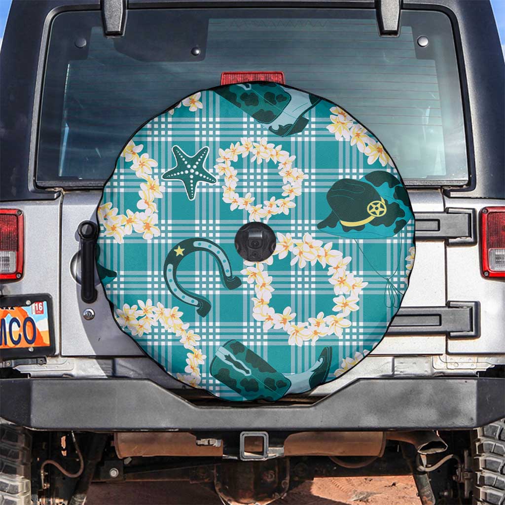 Aloha Hawaii Paniolo Teal Palaka Spare Tire Cover Coastal Rodeo - Polynesian Pride