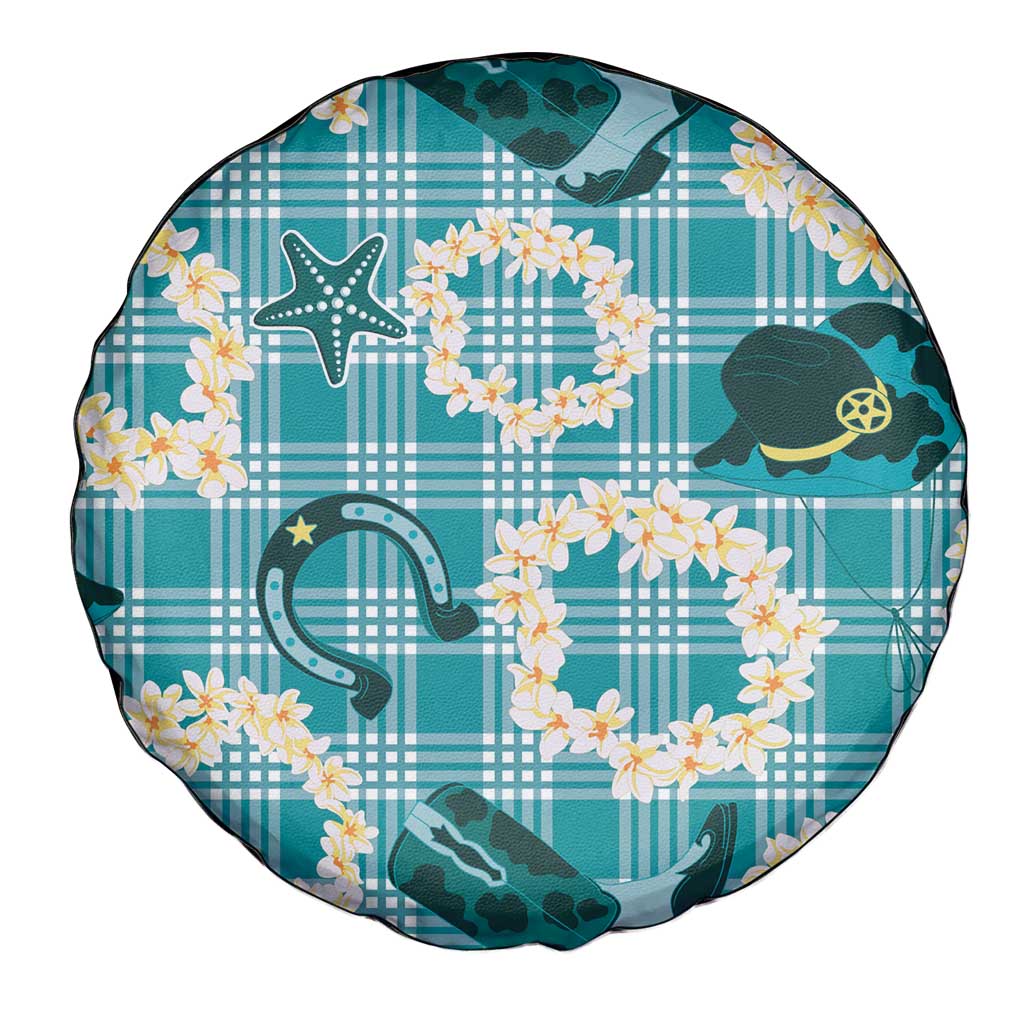 Aloha Hawaii Paniolo Teal Palaka Spare Tire Cover Coastal Rodeo - Polynesian Pride