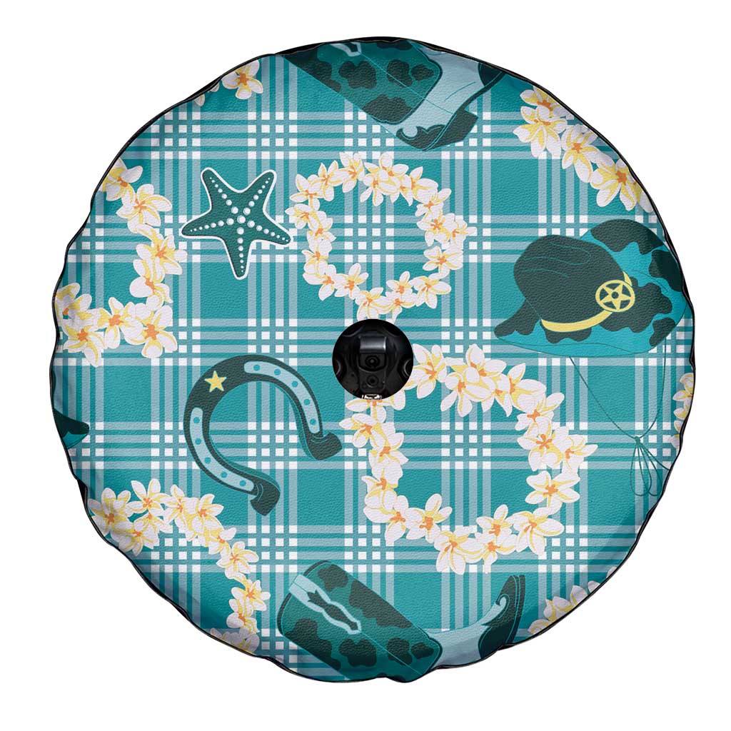 Aloha Hawaii Paniolo Teal Palaka Spare Tire Cover Coastal Rodeo - Polynesian Pride