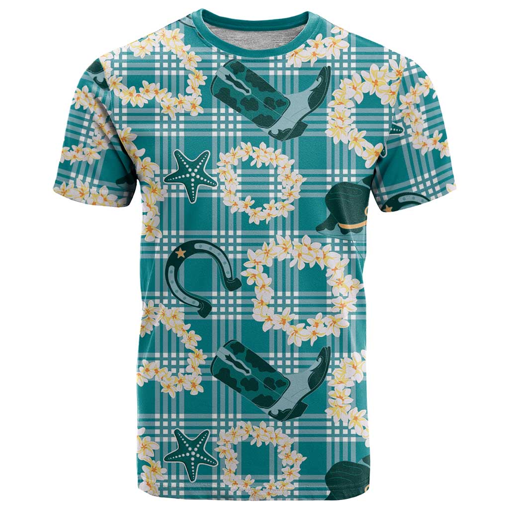Aloha Hawaii Paniolo Teal Palaka T Shirt Coastal Rodeo - Polynesian Pride