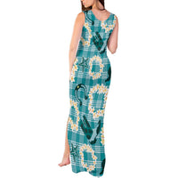 Aloha Hawaii Paniolo Teal Palaka Tank Maxi Dress Coastal Rodeo - Polynesian Pride