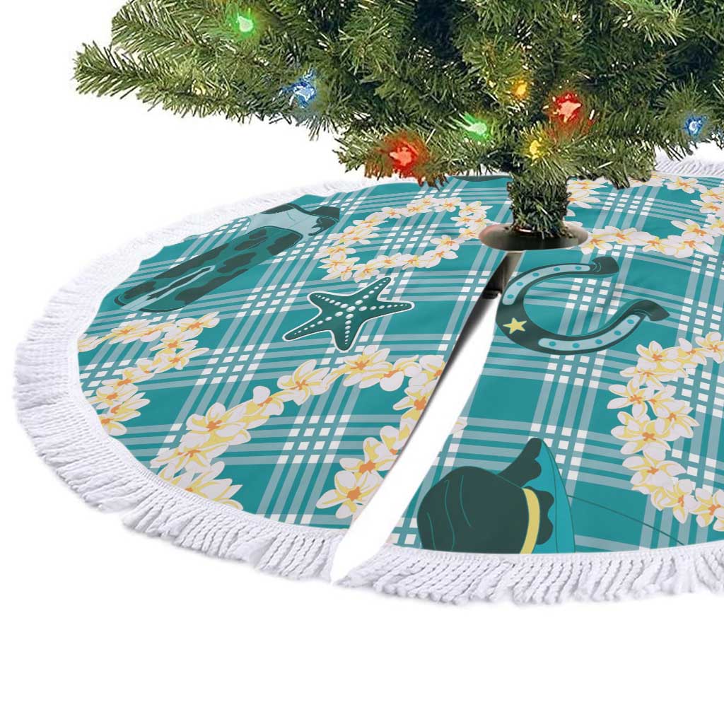 Aloha Hawaii Paniolo Teal Palaka Tree Skirt Coastal Rodeo LT7 - Polynesian Pride