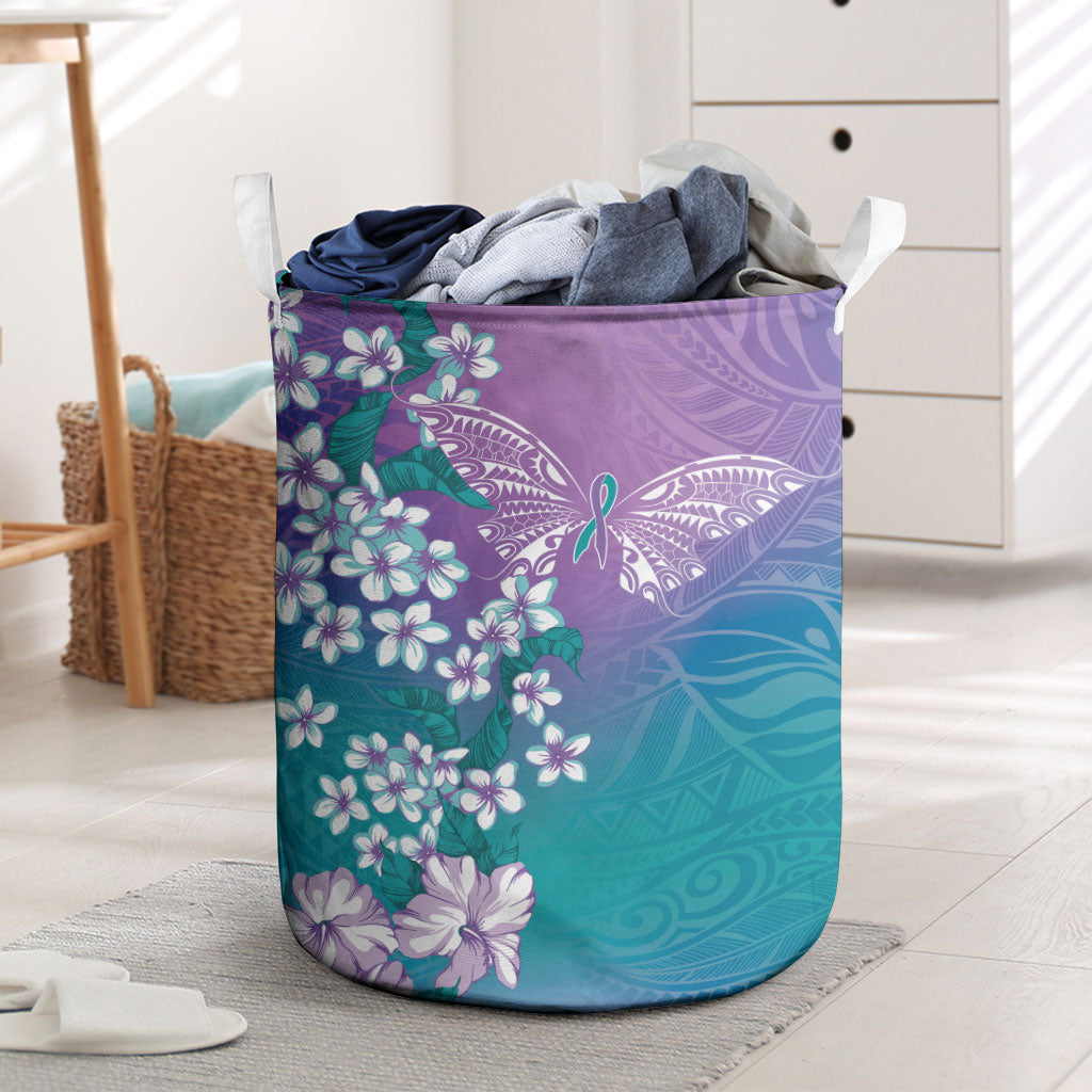 Dreamy Butterfly Polynesian Purple Teal Tribal Art Laundry Basket Floral Vibes LT7 Purple Teal - Polynesian Pride