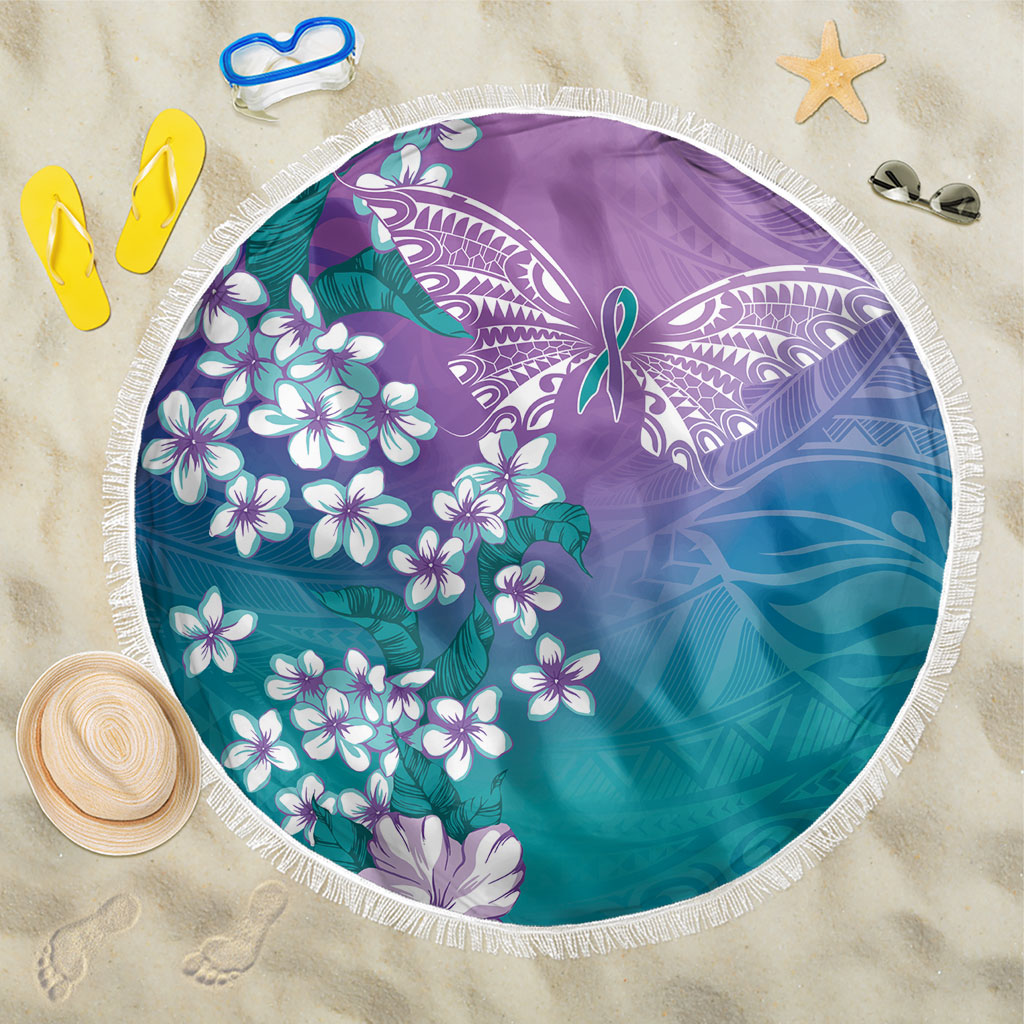 Dreamy Butterfly Polynesian Purple Teal Tribal Art Beach Blanket Floral Vibes LT7 One Size 150cm Purple Teal - Polynesian Pride