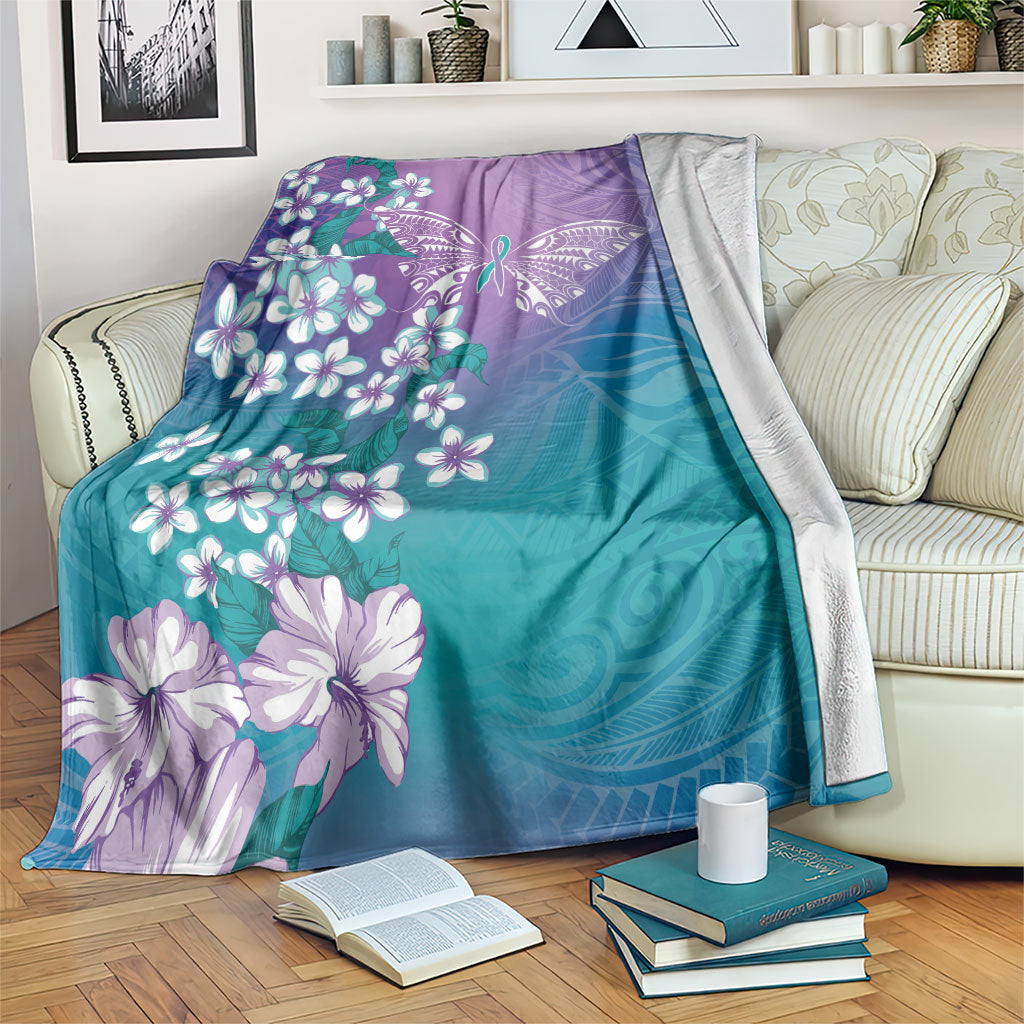 Dreamy Butterfly Polynesian Purple Teal Tribal Art Blanket Floral Vibes LT7 Purple Teal - Polynesian Pride