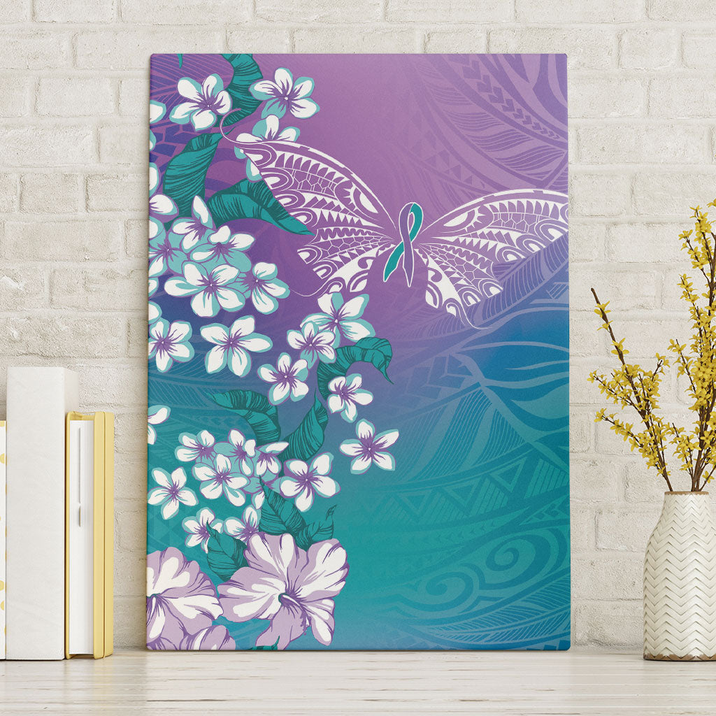 Dreamy Butterfly Polynesian Purple Teal Tribal Art Canvas Wall Art Floral Vibes LT7 Without Frame Purple Teal - Polynesian Pride