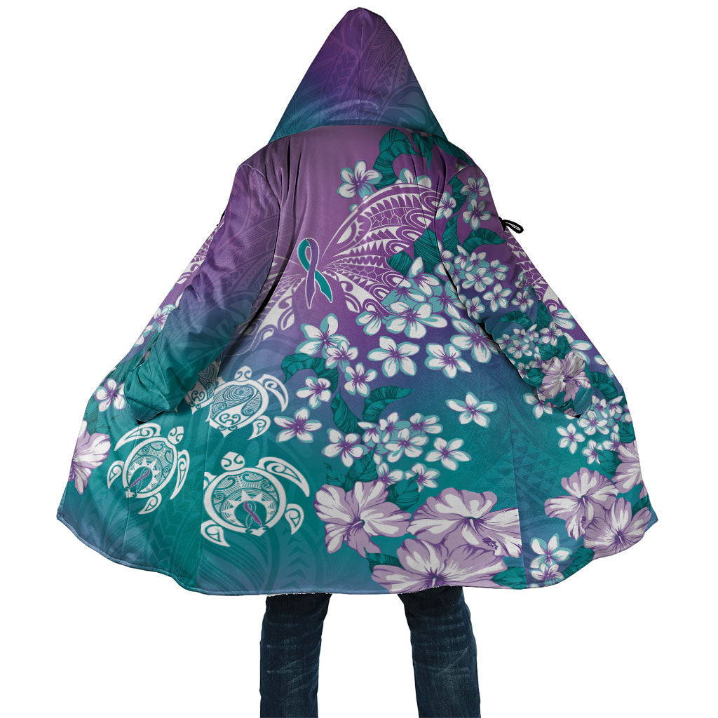 Dreamy Butterfly Polynesian Purple Teal Tribal Art Cloak Floral Vibes LT7 Unisex Purple Teal - Polynesian Pride