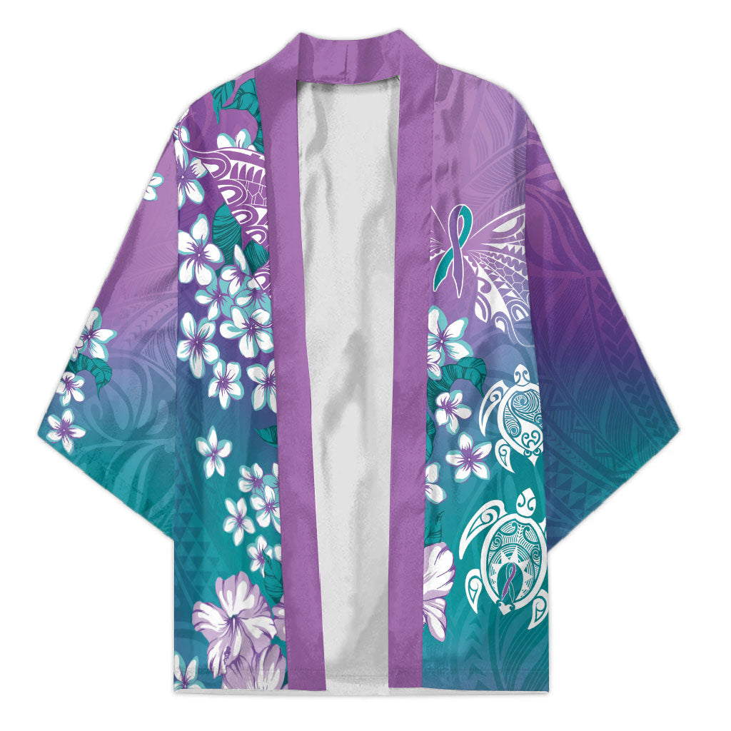 Dreamy Butterfly Polynesian Purple Teal Tribal Art Kimono Floral Vibes LT7 Unisex Purple Teal - Polynesian Pride