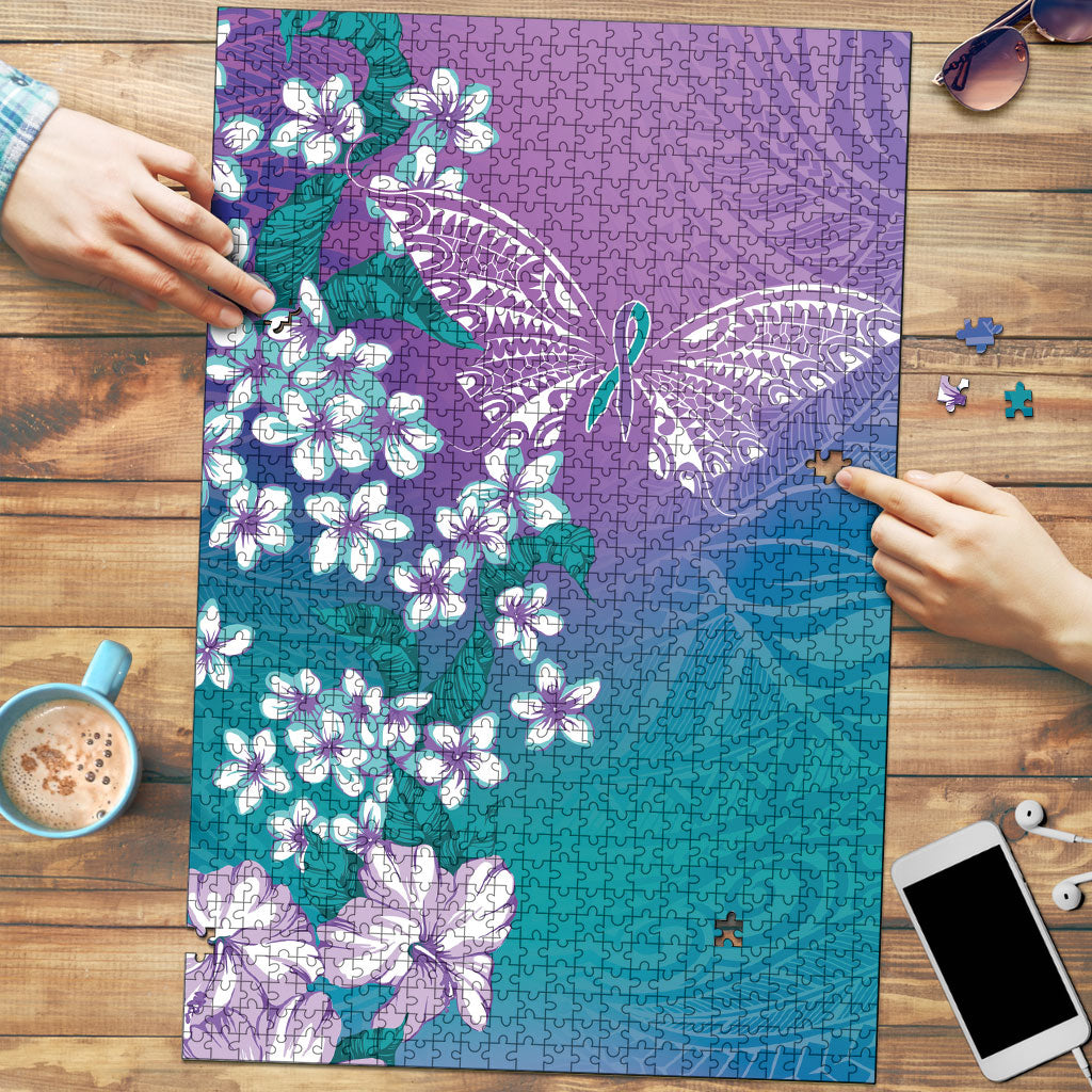 Dreamy Butterfly Polynesian Purple Teal Tribal Art Puzzle Floral Vibes LT7 Purple Teal - Polynesian Pride