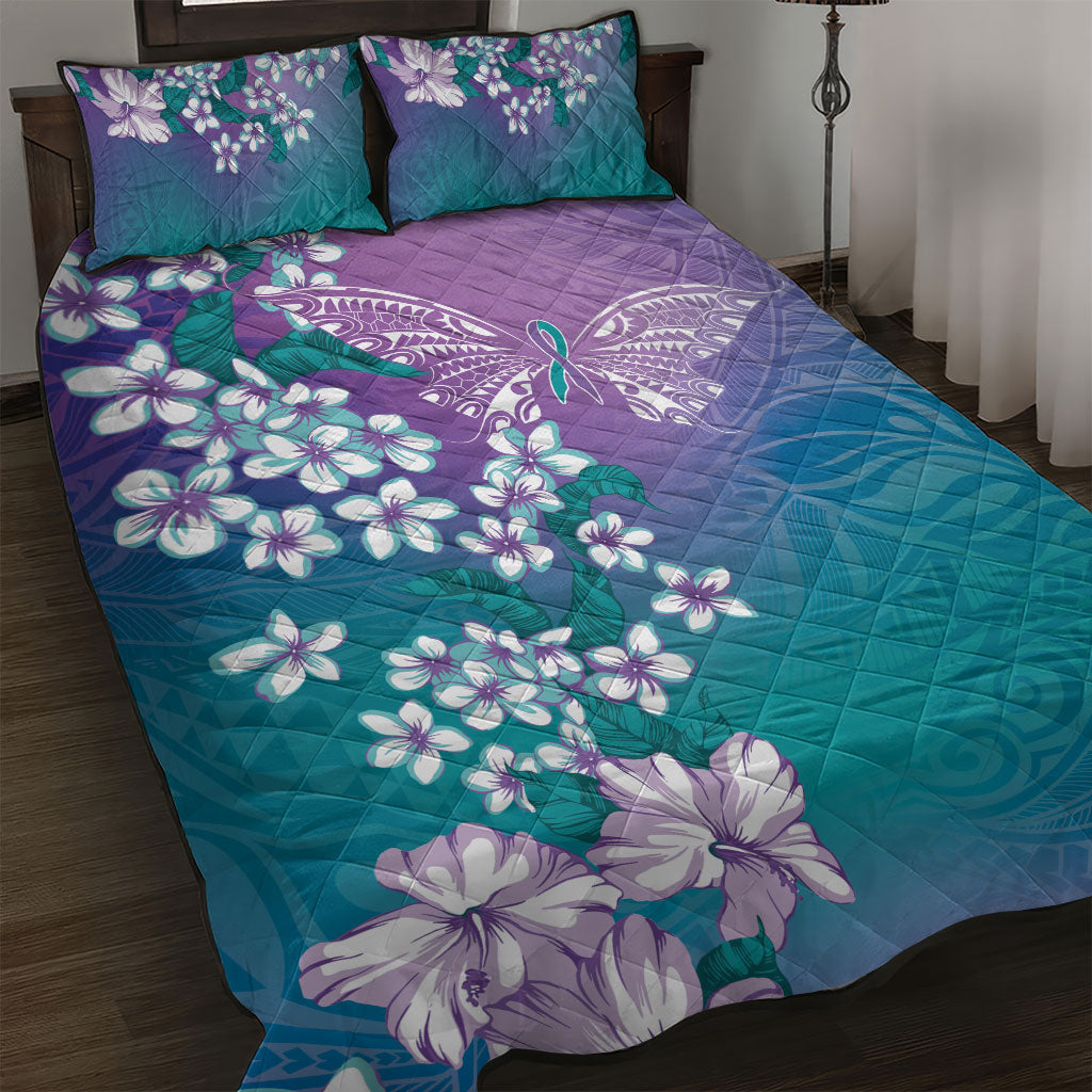 Dreamy Butterfly Polynesian Purple Teal Tribal Art Quilt Bed Set Floral Vibes LT7 Purple Teal - Polynesian Pride