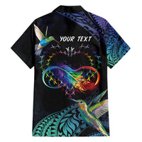 Polynesian Cancers Awareness Family Matching Tank Maxi Dress and Hawaiian Shirt Hummingbird - Fly High Until We Meet Again