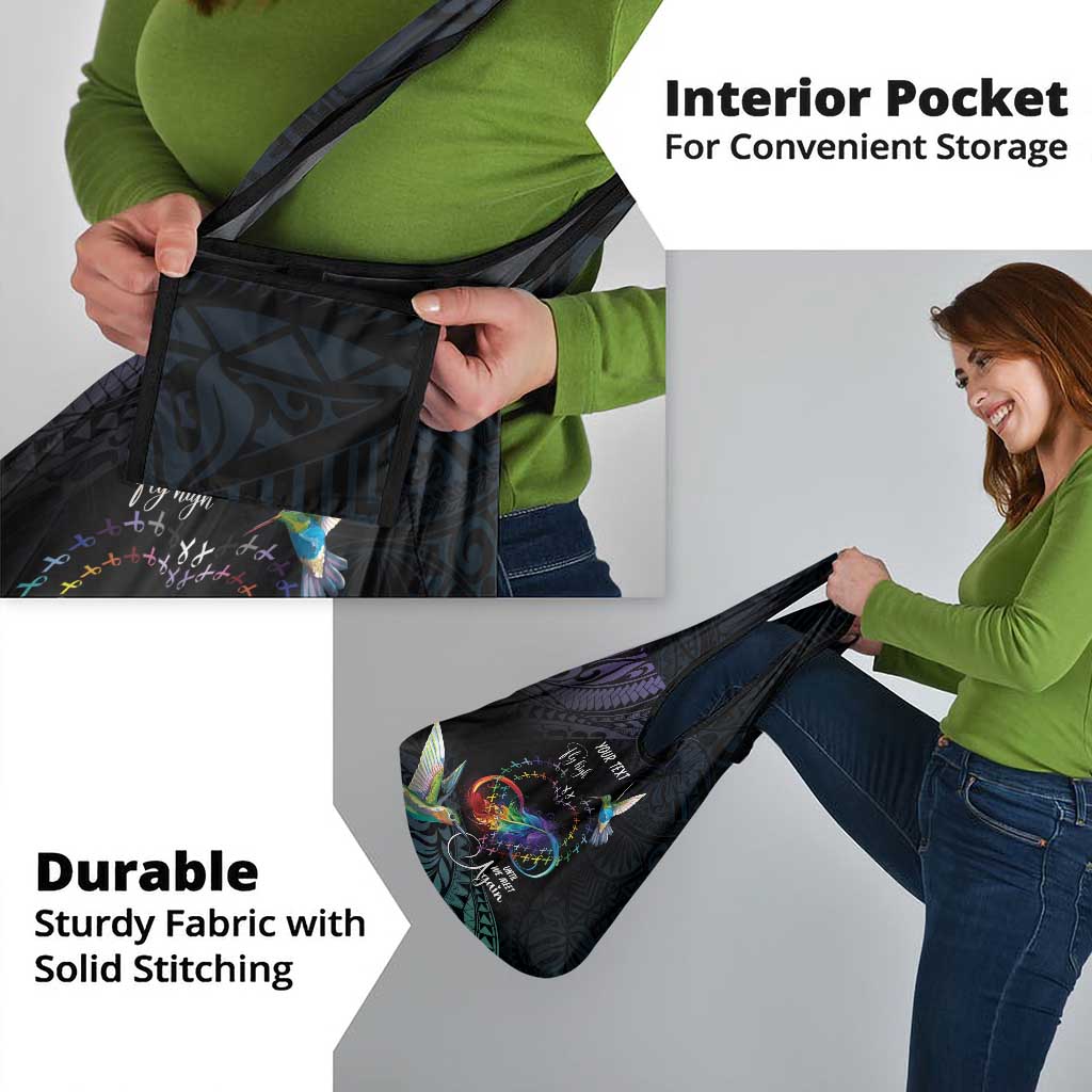 Polynesian Cancers Awareness Grocery Bag Hummingbird - Fly High Until We Meet Again